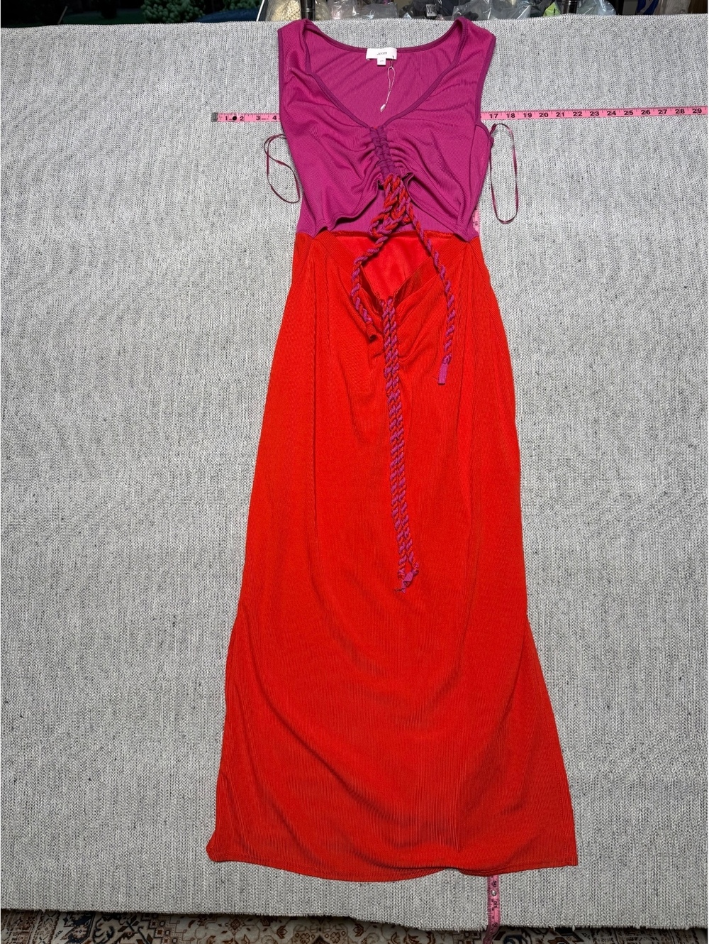 aeom Colorblock Sleeveless Dress in Pink and Red, Size M